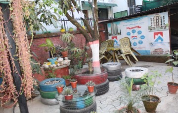 garden space with tyre